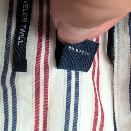 Chemise Nautica Traveller Twill L Rayures Rouge Blanc 100% Coton manches longues