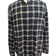 🐻 CHEMISE FLANELLE CHAPS L (G) CARREAUX BLEU JAUNE LOGO BRODÉ