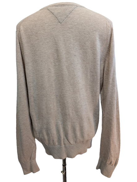 Pull Col V Tommy Hilfiger Marron Clair 100% Laine d'Agneau - Taille L / XL