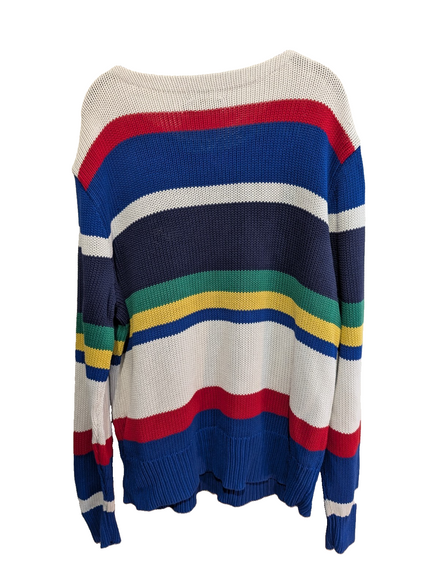 Pull Polo Ralph Lauren Yacht Club L multicolore rayures écusson brodé