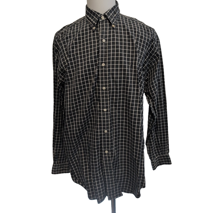 Chemise Ralph Lauren Blake Taille L Noire Carreaux Blancs 100% Coton Logo Noir