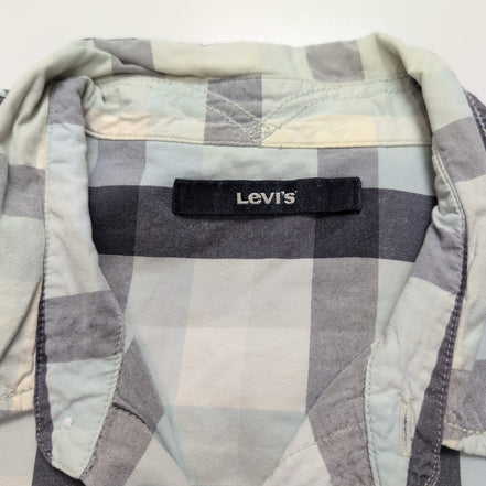 Chemise Manches Courtes Levi's à Carreaux Bleu et Blanc Taille L 1 poche