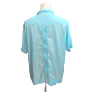 Chemise Guayabera Maya Real 3XL Bleu Brodée 4 Poches Made in Mexico