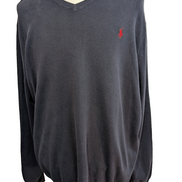 Pull Fin Polo Ralph Lauren Bleu Marine Col V Taille L Logo Rouge | 544WSR