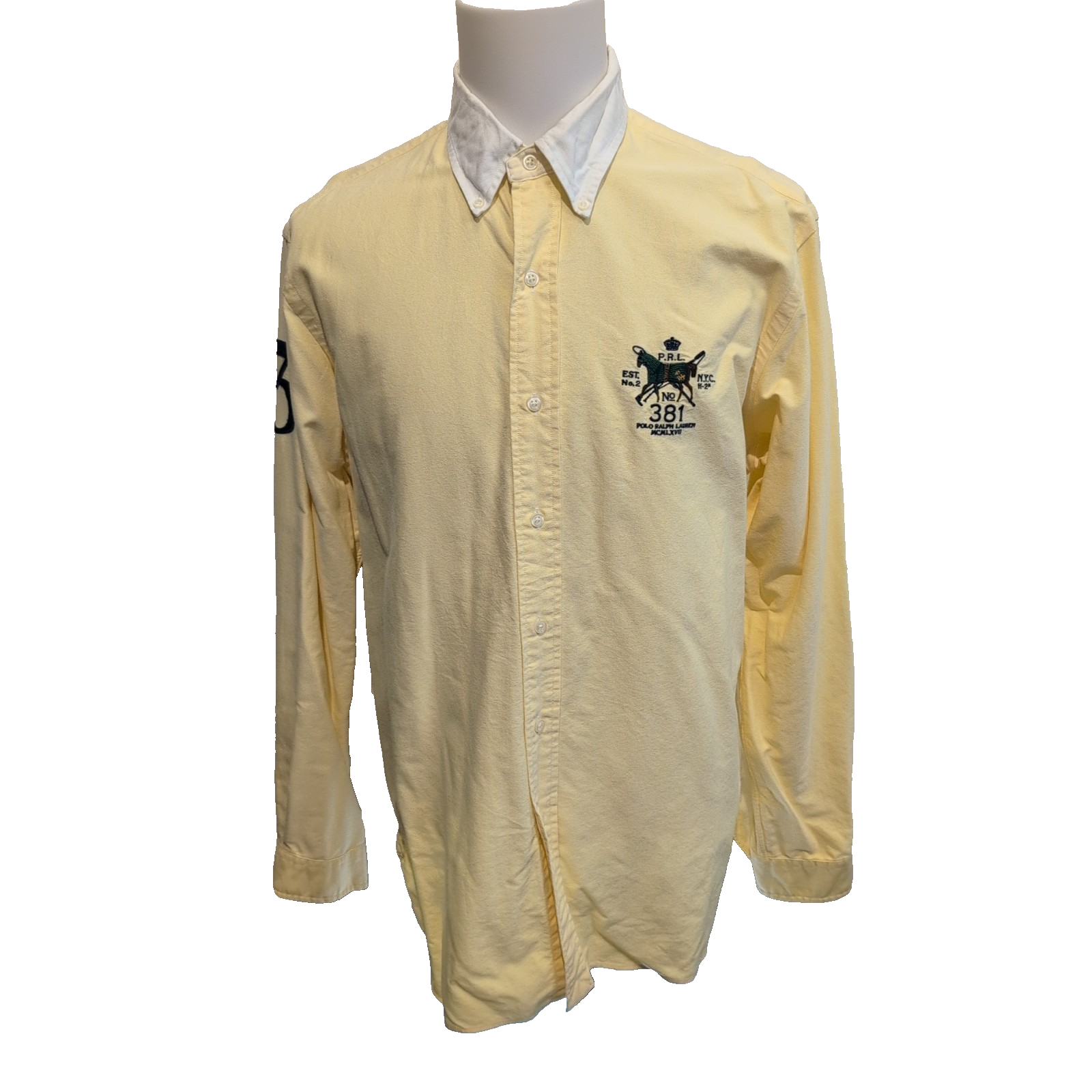 Chemise Ralph Lauren Shirt XL Mercer Oxford Jaune Big 3 Broderie PRL 381