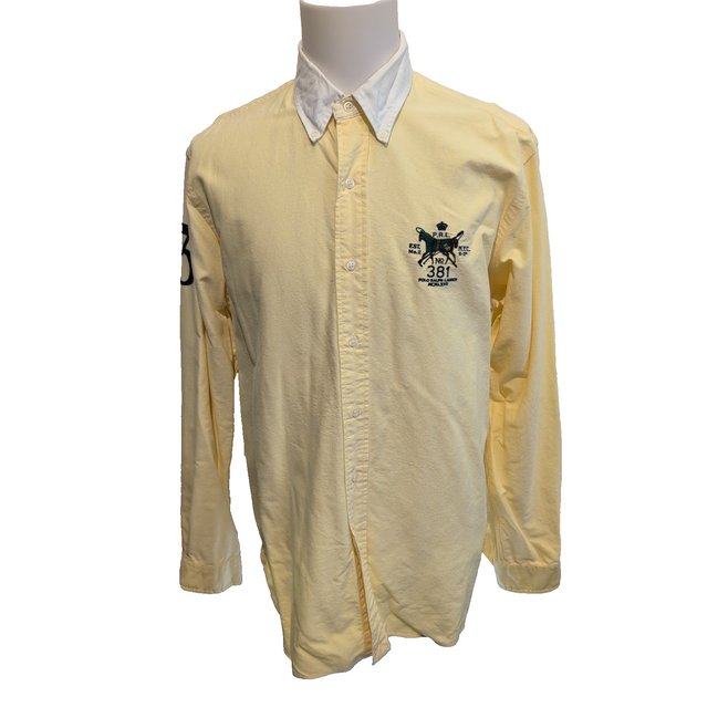 Chemise Ralph Lauren Shirt XL Mercer Oxford Jaune Big 3 Broderie PRL 381