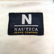 Chemise Hawaïenne Nautica M Blanc Rayures Gaufrées 100% Coton manches courtes