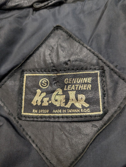 Blouson cuir noir Hi-Gear style café racer avec capuche taille S #16c