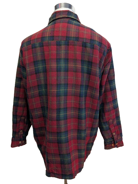 North Crest Chemise Veste Matelassée Laine Carreaux Bordeaux Vert XL RARE |270S
