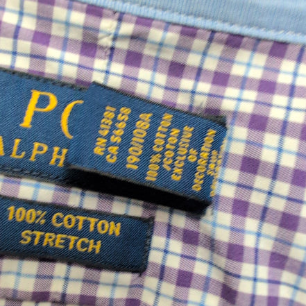 Chemise Polo Ralph Lauren XXL Violette Carreaux Stretch Col Classique Shirt