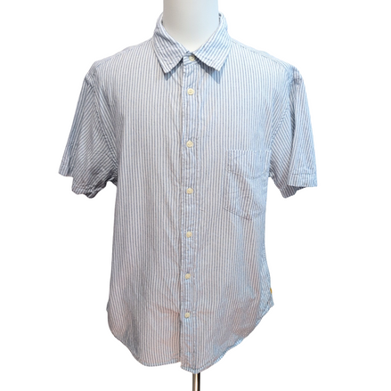 Chemise Nautica Jeans Co XL Bleu Rayures Manches courtes Poche Logo Brodé