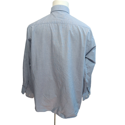 Chemise Pierre Cardin L/XL Bleu 60% Coton Poche Boutonnée Vtg Manches longues