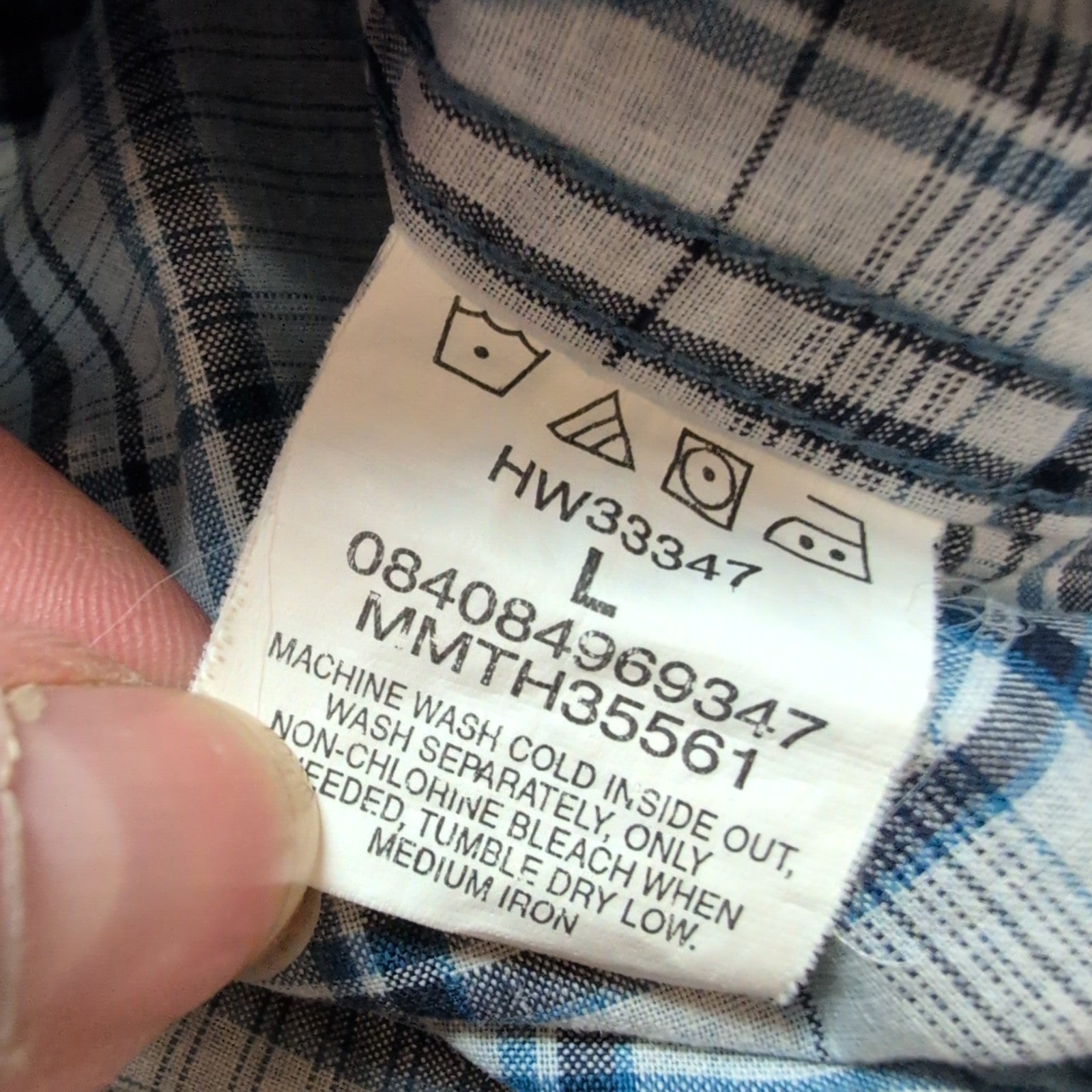 Chemise Wrangler Jeans Co Bleu à carreaux Taille L 100% Coton Manches courtes P