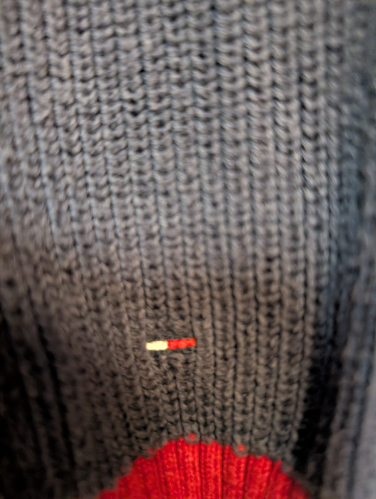 Pull Tommy Hilfiger Vintage Bleu Marine Col V Maille Côtelée - Taille XL