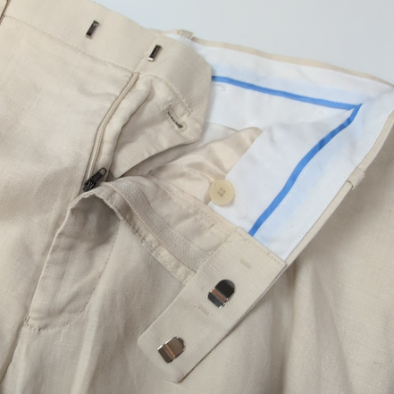 Pantalon INC International Concepts Lin Ramie Crème Chino Taille W34 L32