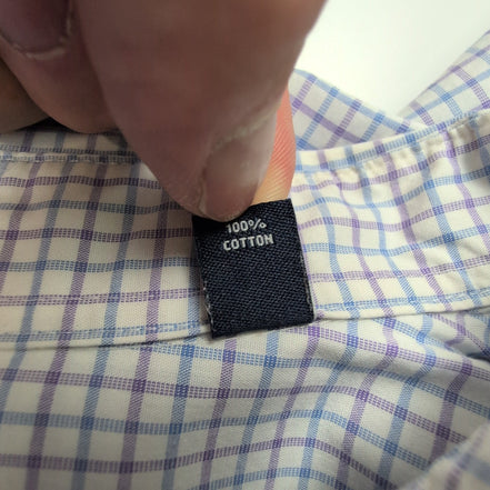 Chemise Chaps blanc bleu lila à carreaux taille XXXL #47e