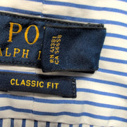 Chemise Polo Ralph Lauren M Bleue Rayures Classic Fit Col Classique Coton Shirt