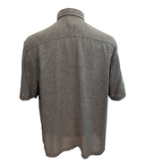 Chemise Reunion Menswear L Lin / Poly Kaki Foncé Hong Kong Manches Courtes Poche