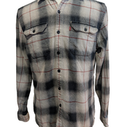 Chemise LEVI'S Western Flanelle Épaisse Carreaux Noir Rouge Manches Longues T.M