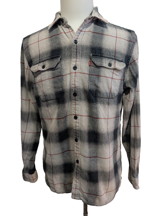 Chemise LEVI'S Western Flanelle Épaisse Carreaux Noir Rouge Manches Longues T.M