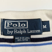 Polo manches courtes Polo Ralph Lauren M blanc rayures bleu marine logo bleu