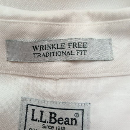 Chemise L.L. BEAN Homme XXL Blanche Manches Courtes Poche Wrinkle Free
