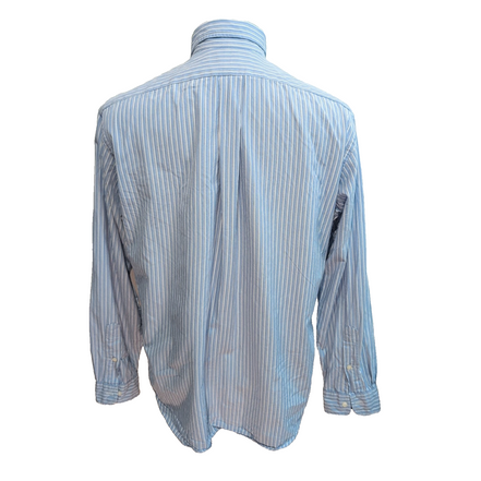 Chemise Ralph Lauren Classic Fit L Bleu Clair Rayures Logo Bleu Marine