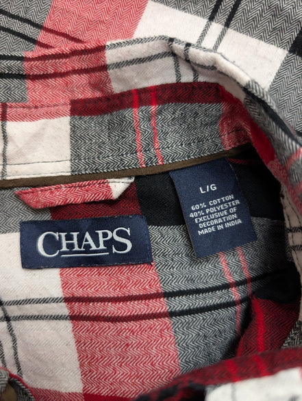CHAPS Flanelle Rouge Noir M Classique EE VINTAGE 100% Coton | 317S