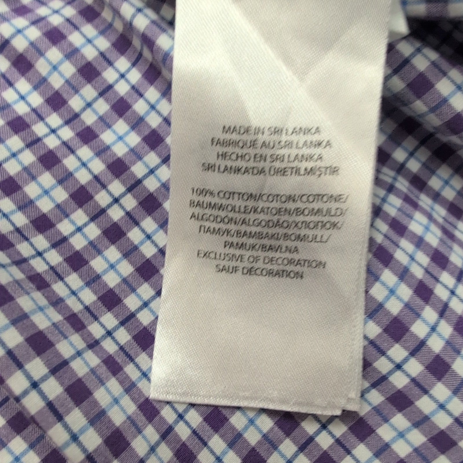 Chemise Polo Ralph Lauren XXL Violette Carreaux Stretch Col Classique Shirt
