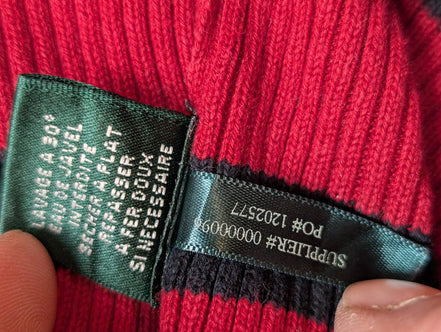 Pull LAUREN RALPH LAUREN Rouge Rayé Noir Manches Longues Col Roulé - Taille M