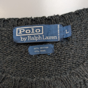 Pull Polo Ralph Lauren Gris Foncé Logo Bordeaux - Maille Coton & Laine T.L