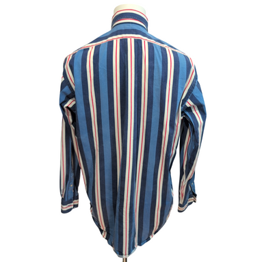 Chemise Ralph Lauren Blair M Rayures Bleu Blanc Rouge Logo Rouge