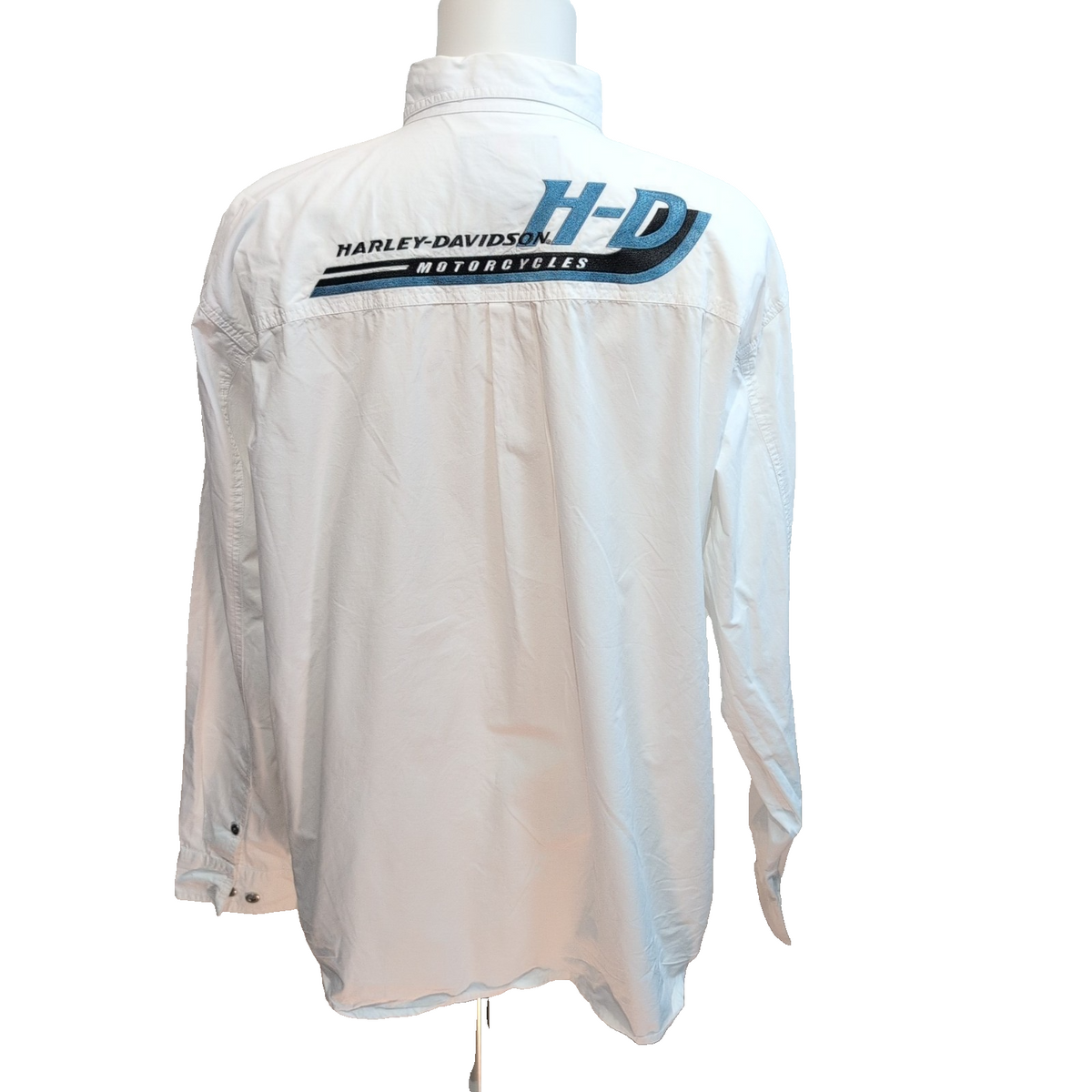 Chemise Harley-Davidson XL Blanche Brodée 100% Coton Boutons Métal HD
