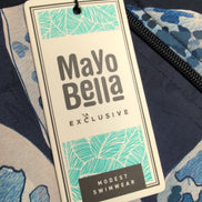 Robe de bain Mayo Bella Modest Swimwear T. S Bleu Marine Fleur NEUVE