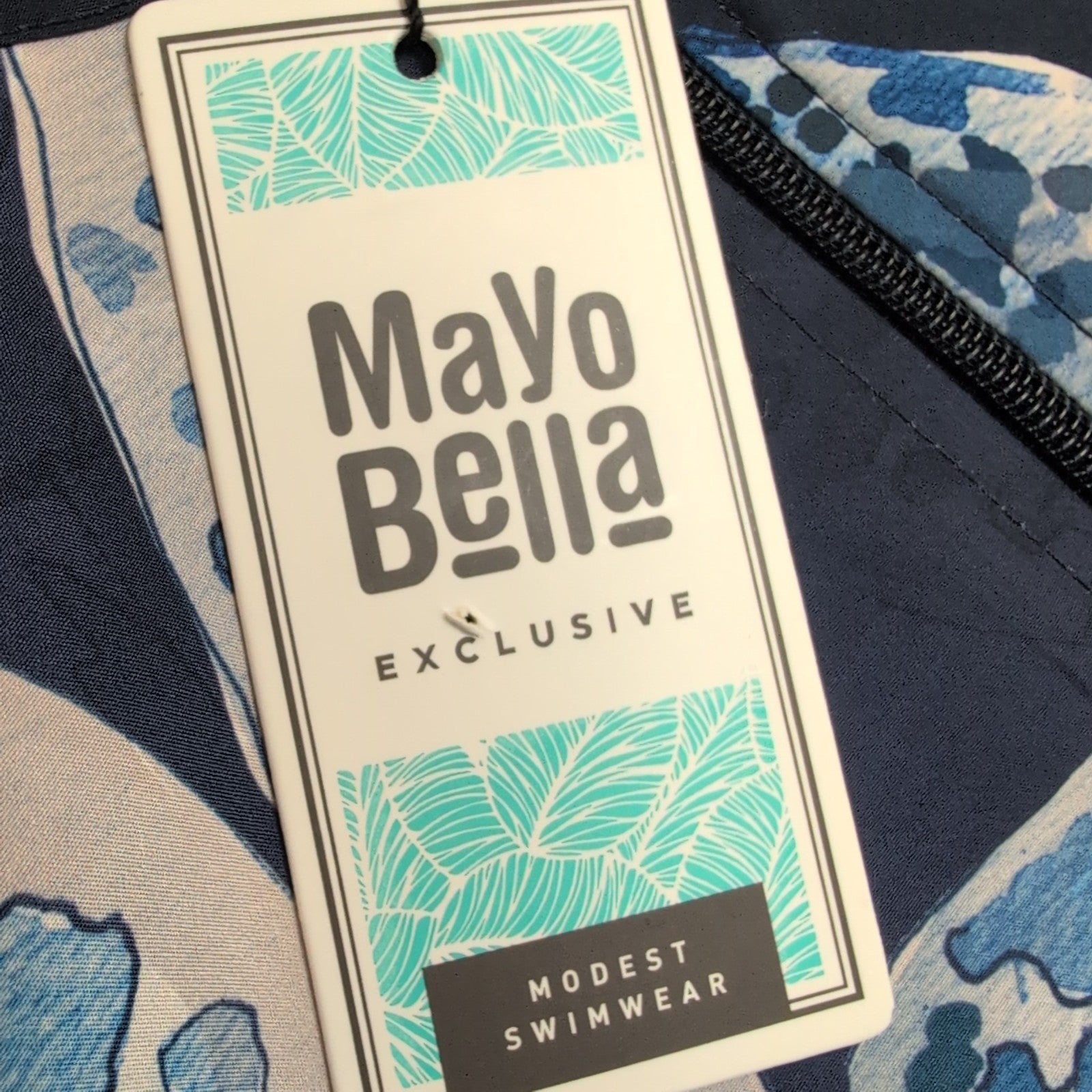 Robe de bain Mayo Bella Modest Swimwear T. S Bleu Marine Fleur NEUVE