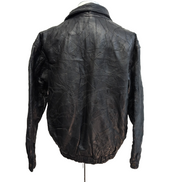Vintage Biker Jacket Leather L Black Italian Stone Design Veste Cuir Moto |50c