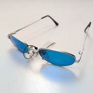 Lunettes de soleil Y2K Cyber Minimaliste Teintées Bleu Ciel Branche Fine