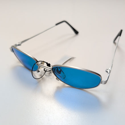 Lunettes de soleil Y2K Cyber Minimaliste Teintées Bleu Ciel Branche Fine