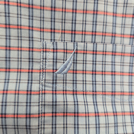 Chemise Nautica L Maurice Bleu Rouge Carreaux Manches courte Stretch Classic Fit