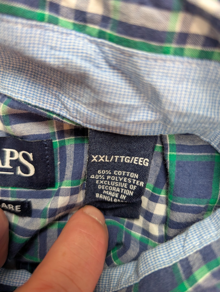 Chemise Chaps manches courtes bleu à carreaux taille L #229msch