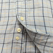 Chemise Brooks Brothers L Bleu Carreaux 100% Irish Linen Lin Made Hong Kong