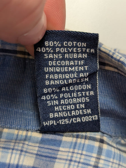 Chemise Chaps manches courtes bleu à carreaux taille L #229msch