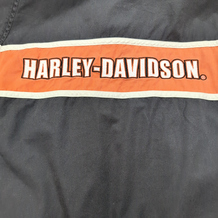 Chemise Harley Davidson noire orange brodée dos coton manches courtes L