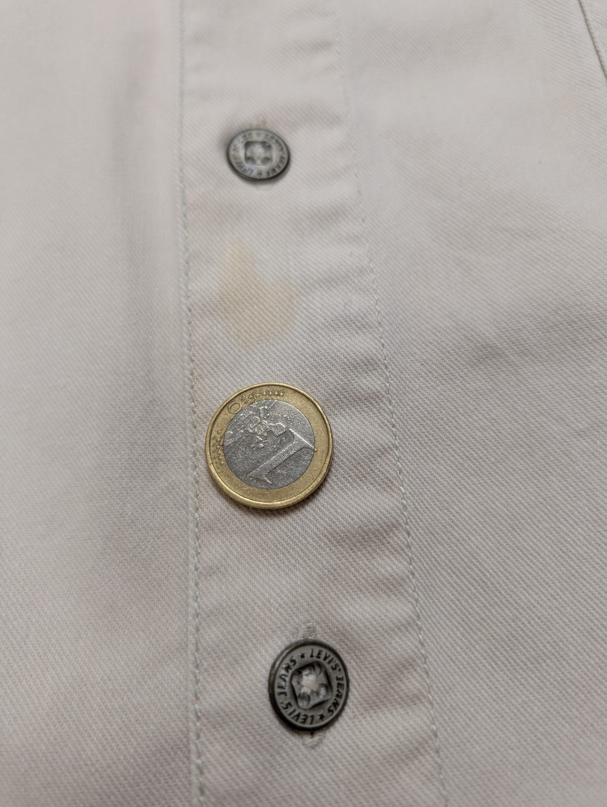 CHEMISE LEVI'S Jean Lourd Blanc Cassé XXL Homme Vintage Bouton Métal