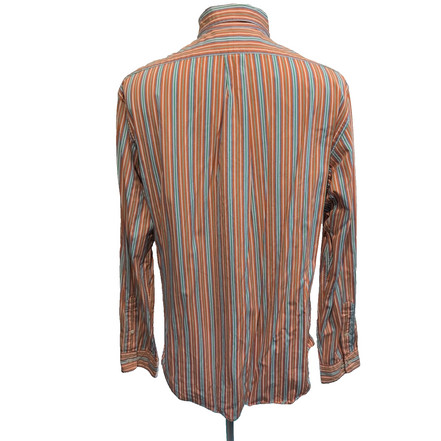 Chemise Ralph Lauren XL Rayures Orange Bleu Vert Logo Bleu Coton