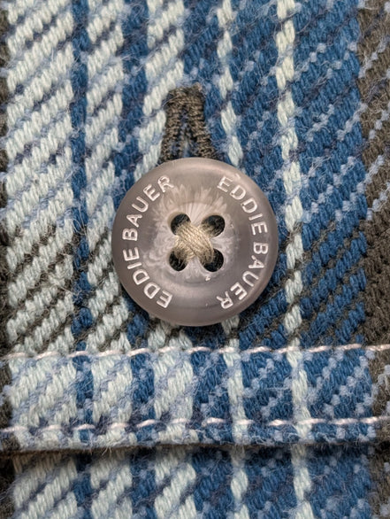EDDIE BAUER Flanelle Bleu Blanc M Comme Neuve TACHE MINIME Coton Épais | 327S