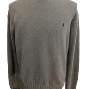 Pull POLO Ralph Lauren - Vert Kaki - Logo Bordeaux Col rond Taille L