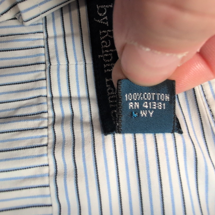 Chemise Polo Ralph Lauren L Bleu Rayée 100% Coton Sans Logo