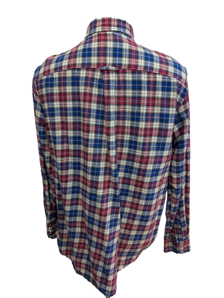 🐻 CHEMISE FLANELLE CHAPS M (M) CARREAUX FUCHSIA BLEU MARINE LOGO BRODÉ