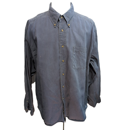 Chemise Eddie Bauer XL Gris Anthracite 100% Coton Épais Vintage manches longues